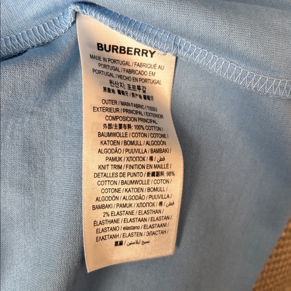 Burberry Light Blue Tee with Red Logo - Picture 8 of 9